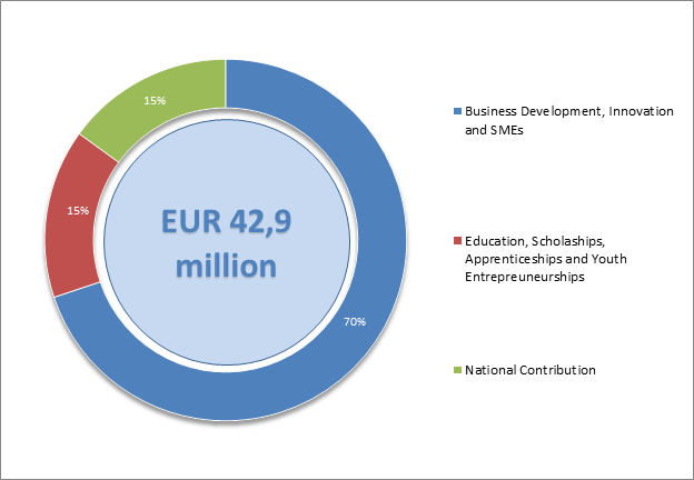 EEA & Norway Grants 2014 - 2021 in Czech Republic – Private Sector budget breakdown